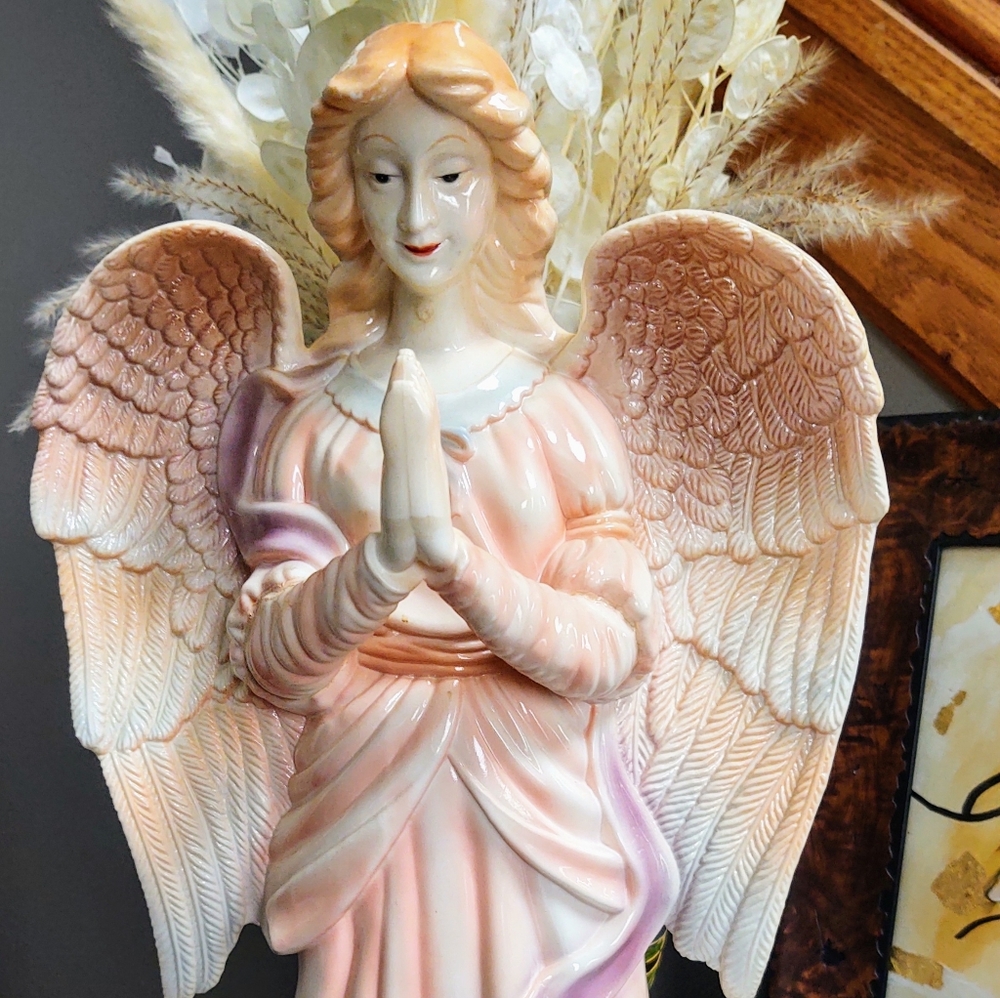 Vtg Angel Cherabum sculpture figure retro home decor faith love hope Christmas t